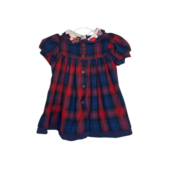 Other - Vintage | 18m Adorable Peter Pan Collar Plaid TeddyBear Dress